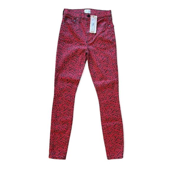 Alice + Olivia Ruby Red & Black Mini Leopard Print Pants |Size: 24| - Picture 1 of 10